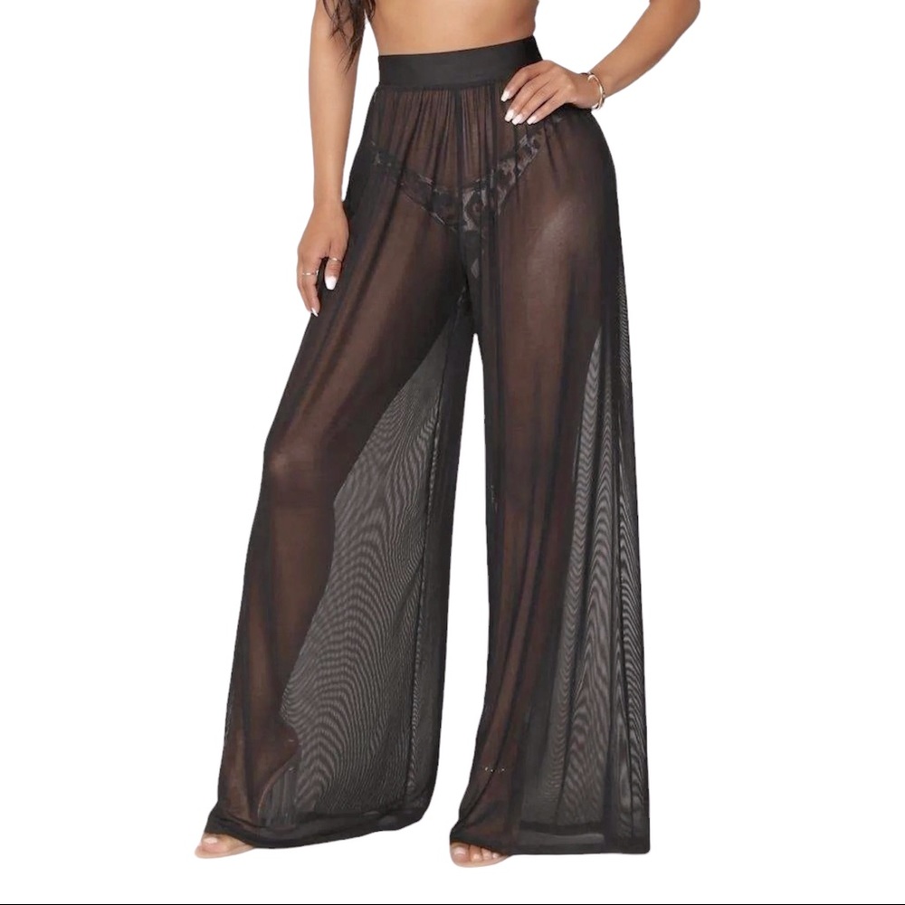 NWOT Wide Leg Mesh Pants Coverup by Misguided SIZE 2